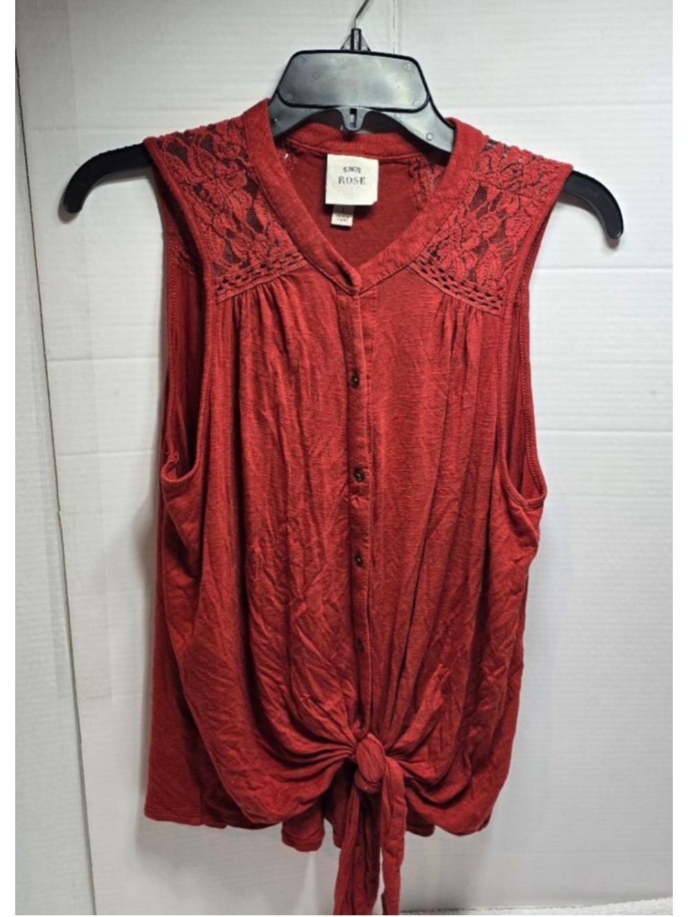 Women's Knox Rose Rust Lace Detail Sleeveless Tank Top L